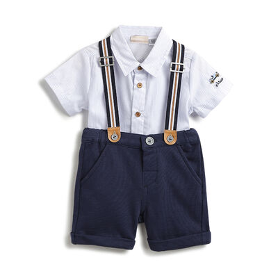 Boys Dark Blue Shirt with Short Trousers